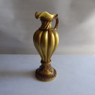 【庫存家居 樹脂類 家居裝飾品 金黃色樹脂花瓶 義烏批發地攤 3890】價格,廠家,圖片,塑料、樹脂工藝品,德化縣友誠陶瓷商行-